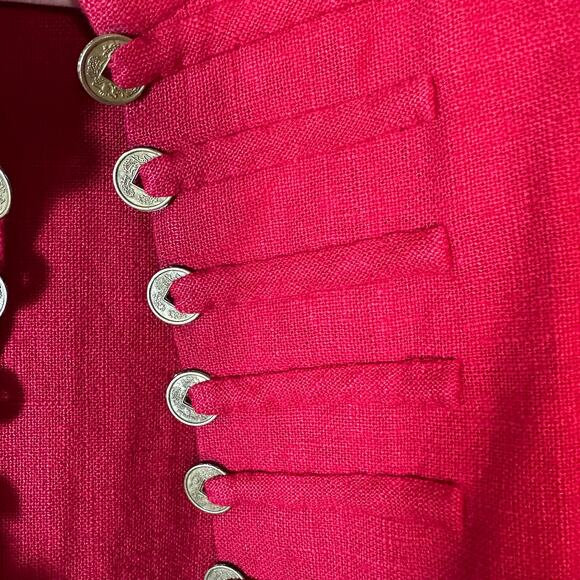 Peacock Ways women’s blazer jacket red black Asian coin button detail - Picture 6 of 9